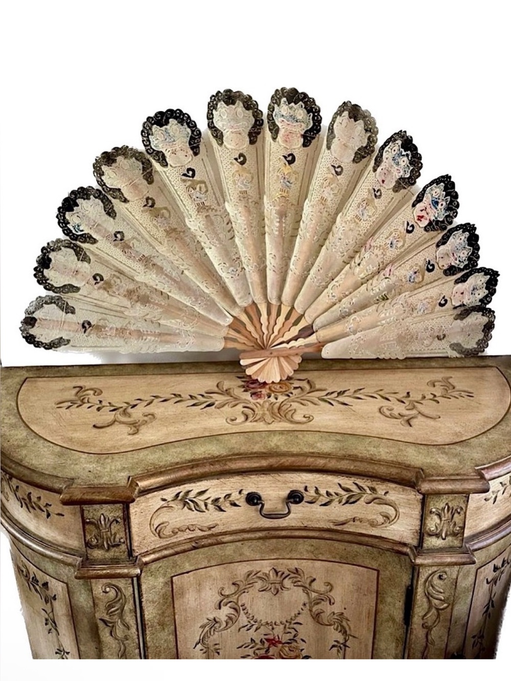 RARE🪭 40” Antique XL Balinese Decorative Folding Fan - Home Decor Accent - Bali